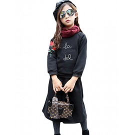 Girl Casual/Daily Solid Hoodie & Sweatshirt,Cotton..