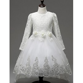 Girl's White Dress,Bow Polyester Summer  