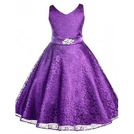Girl's Party/Cocktail Solid Dress,Polyester Summer Blue / Purple / Red / White / Yellow  